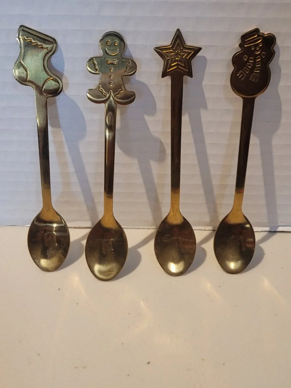 Set of 4 Spoons Gold Plated Small 5